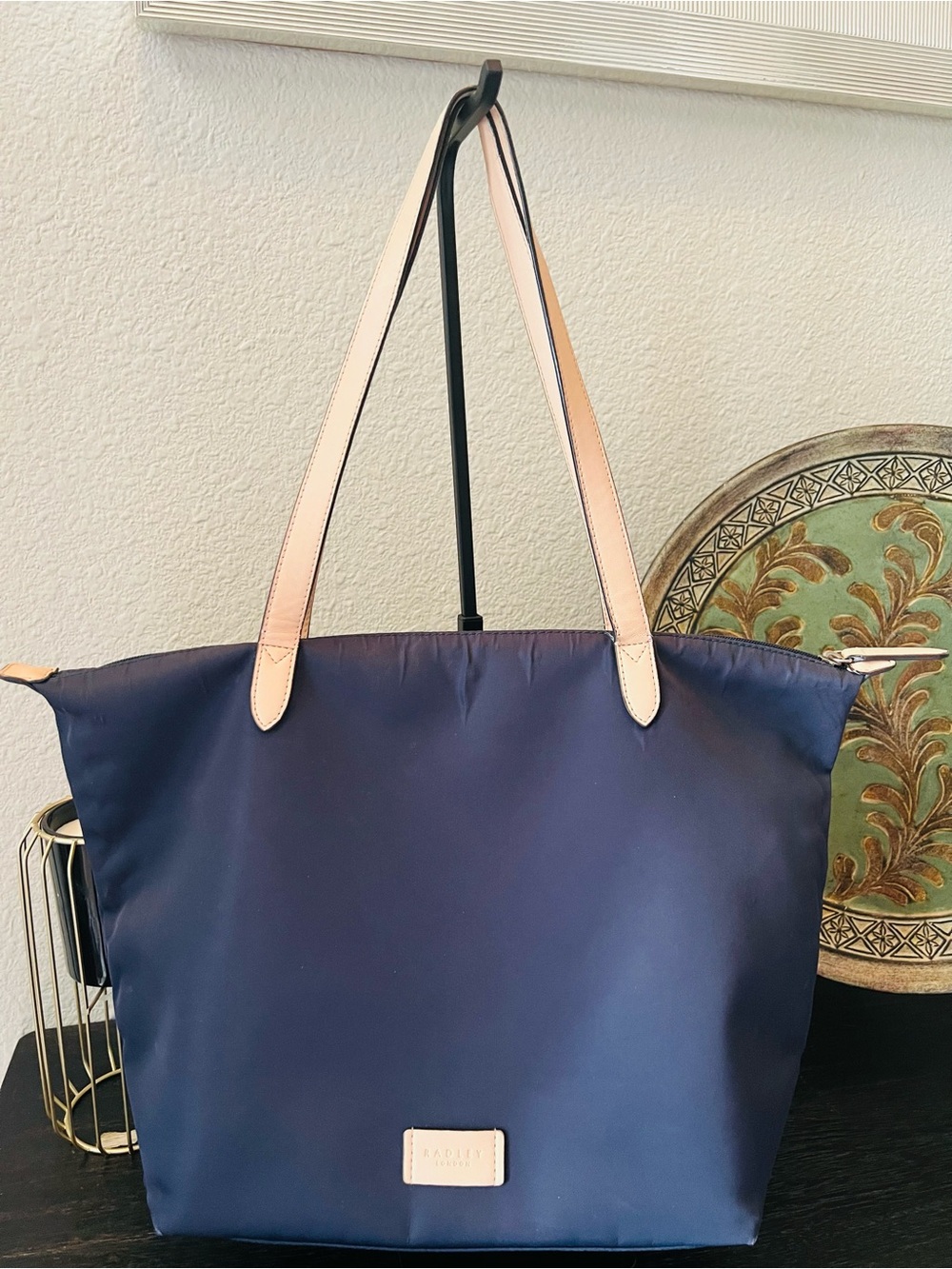 RADLEY LONDON Navy Tote with Tan Straps